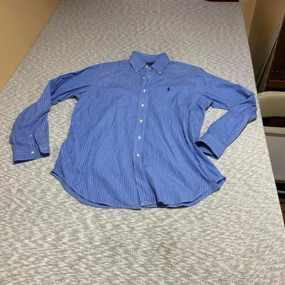 Polo Ralph Lauren blue button-up shirt classic fit L 100% cotton. SKU-B240